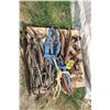 Image 1 : PALLET WITH HORSE HARNESSES, TRACES, LEAD, ROPES, COW KICKERS & NUMEROUS OTHER PIECES