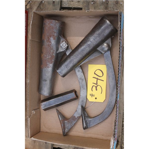 2 - LOG ROLLER IMPLEMENTS, 1 - SPARK PLUG WRENCH,