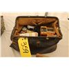 Image 1 : LEATHER SHOE SHINING BAG CONTAINING,NUMEROUS SHOE SHINE BOTTLES, TINS &  BRUSHES
