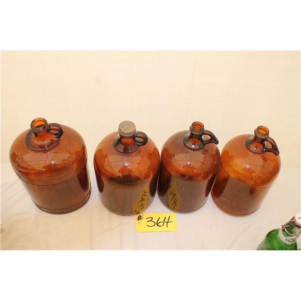 1 - BROWN PUREX JUG, 1 - BROWN AJAX JUG,2 - MISC. BROWN JUGS