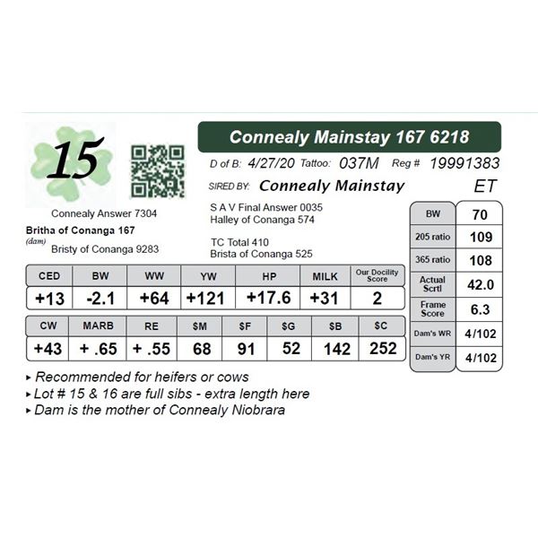 Connealy Mainstay 167 6218