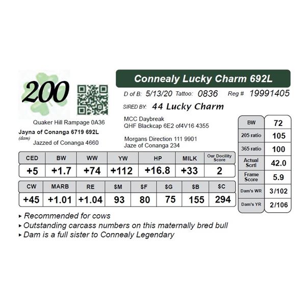 Connealy Lucky Charm 692L