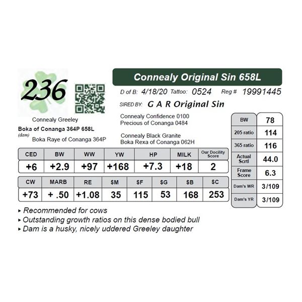 Connealy Original Sin 658L