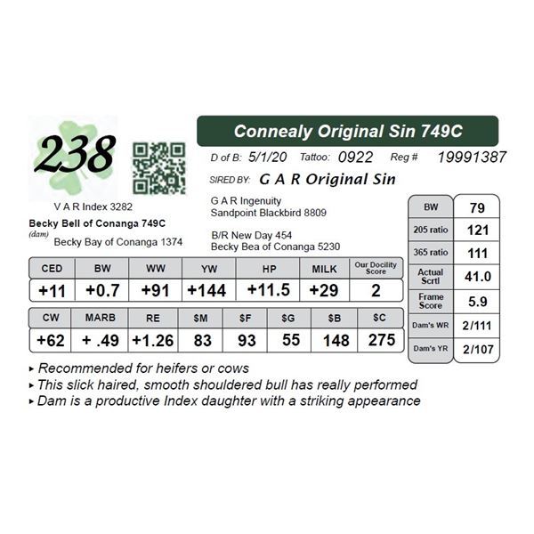 Connealy Original Sin 749C