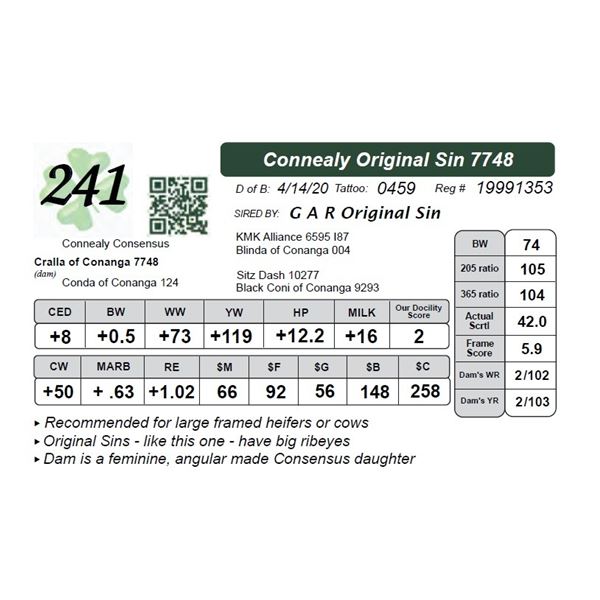 Connealy Original Sin 7748