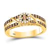 Image 1 : Round Brown Diamond Solitaire Ring 3/8 Cttw 10KT Yellow Gold