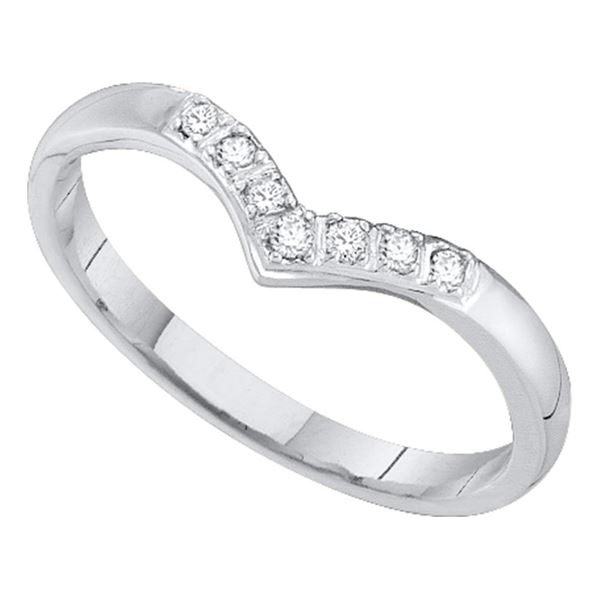 Round Diamond Chevron Band Ring 1/20 Cttw 14KT White Gold