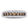 Image 2 : Round Brown Diamond Triple Row Band Ring 1/2 Cttw 10KT White Gold
