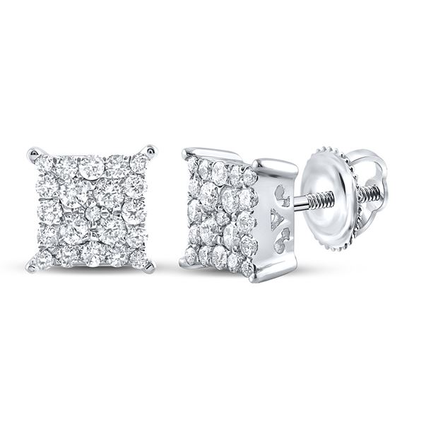 Round Diamond Square Earrings 1/4 Cttw 10KT White Gold