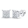 Image 1 : Round Diamond Square Earrings 1/4 Cttw 10KT White Gold