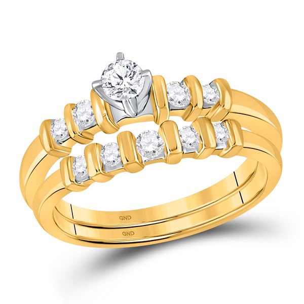 Diamond Bridal Wedding Ring Band Set 3/8 Cttw 10KT Yellow Gold