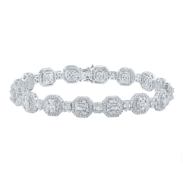 Baguette Diamond Link Bracelet 6-1/4 Cttw 14KT White Gold