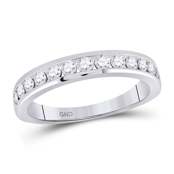 Round Diamond Wedding Single Row Band 1/2 Cttw 14KT White Gold