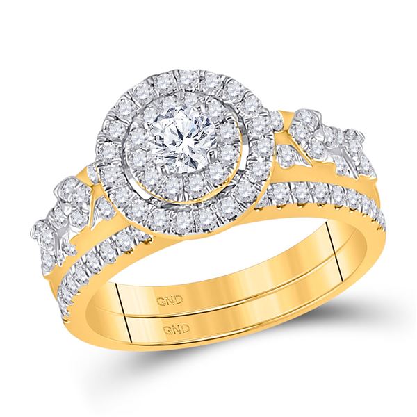 Diamond Bridal Wedding Ring Band Set 1 Cttw 14KT Yellow Gold