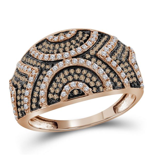 Round Red Color Enhanced Diamond Fashion Ring 1/2 Cttw 10KT Rose Gold
