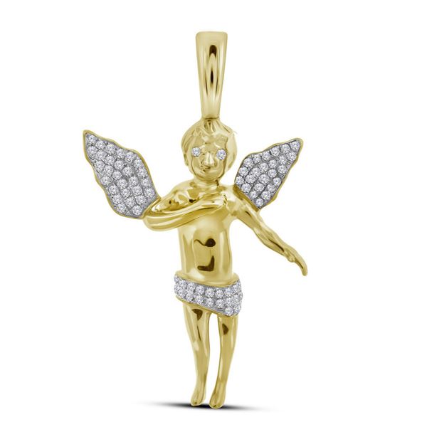 Round Diamond Angel Cherub Charm Pendant 1/2 Cttw 10KT Yellow Gold