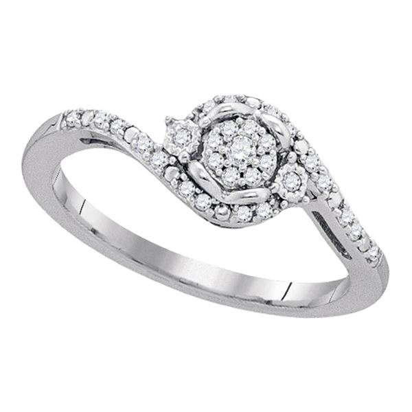 Round Diamond Cluster Ring 1/8 Cttw 10KT White Gold