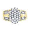 Image 2 : Round Prong-set Diamond Oval Cluster Ring 1/2 Cttw 10KT Yellow Gold