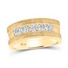 Image 1 : Machine-Set Round Diamond 5-stone Wedding Ring 1 Cttw 10KT Yellow Gold