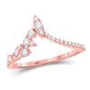 Image 1 : Round Diamond Marquise Dot Chevron Band Ring 1/3 Cttw 14KT Rose Gold