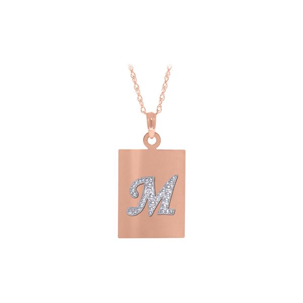 Genuine 0.01 ctw Diamond Anniversary Necklace 14KT Rose Gold - REF-68A8K