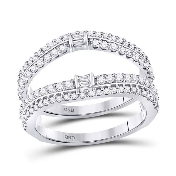 Baguette Diamond Wrap Ring Guard Enhancer 3/4 Cttw 14KT White Gold