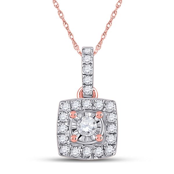 Round Diamond Square Pendant 1/6 Cttw 10KT Rose Gold