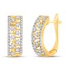 Image 1 : Round Diamond Oblong Hoop Earrings 1/2 Cttw 14KT Yellow Gold