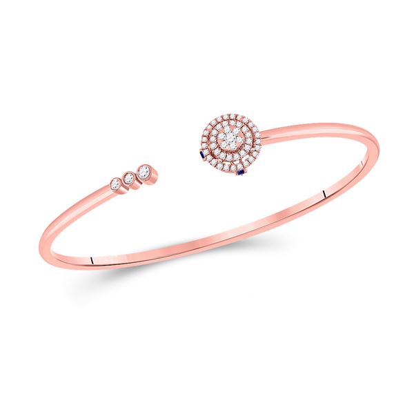 Round Diamond Statement Bisected Bangle Bracelet 1/2 Cttw 14KT Rose Gold