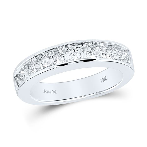 Round Channel-set Diamond Single Row Wedding Band 1 Cttw 14KT White Gold