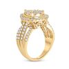 Image 2 : Round Diamond Teardrop Pear Cluster Ring 1-1/2 Cttw 14KT Yellow Gold