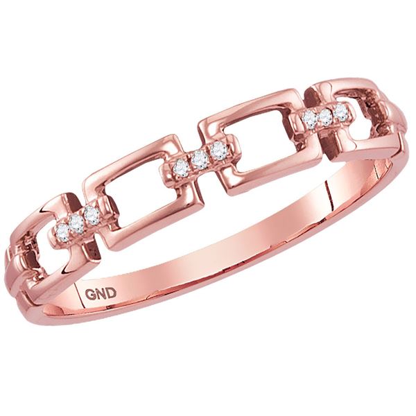Round Diamond Chain Link Stackable Band Ring .03 Cttw 10KT Rose Gold