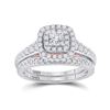 Image 1 : Bridal Wedding Ring Band Set 1 Cttw 14KT Two-tone Gold