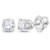 Image 1 : Round Diamond Solitaire Earrings 1/4 Cttw 14KT White Gold