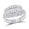 Image 1 : Baguette Round Diamond Cluster Ring 7/8 Cttw 14KT White Gold