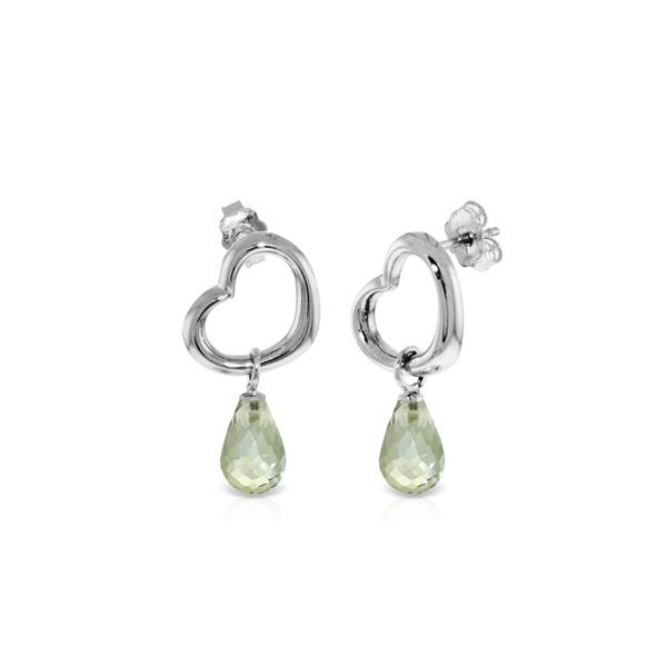 Genuine 4.5 ctw Green Amethyst Earrings 14KT White Gold - REF-42V6W