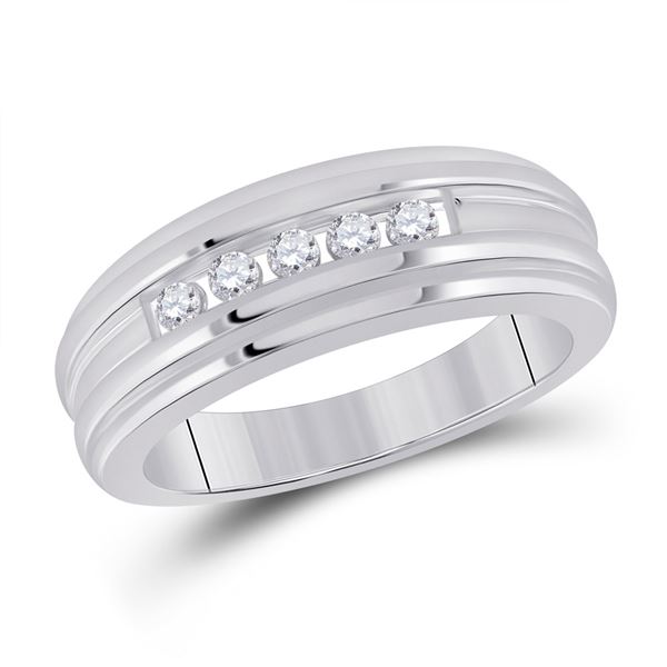 Round Diamond Wedding Channel Set Band Ring 1/4 Cttw 14KT White Gold