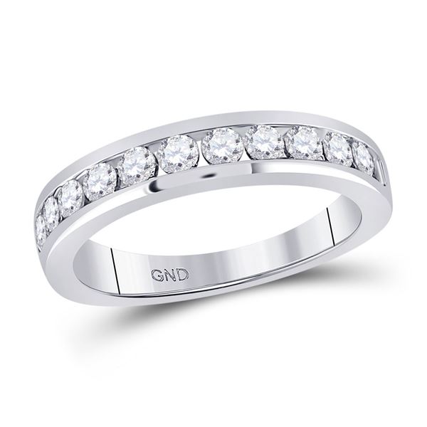Round Diamond Wedding Single Row Band 3/4 Cttw 14KT White Gold