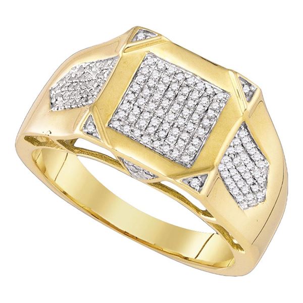 Round Diamond Square Cluster Ring 3/8 Cttw 10KT Yellow Gold