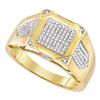 Image 1 : Round Diamond Square Cluster Ring 3/8 Cttw 10KT Yellow Gold