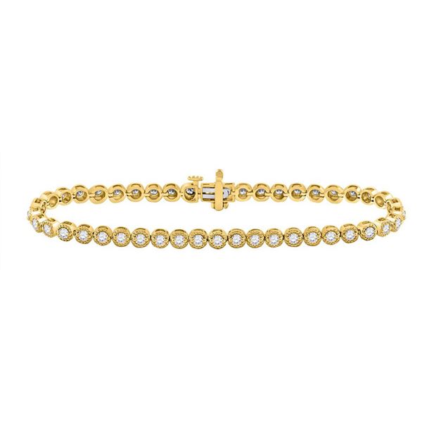 Round Diamond Tennis Bracelet 2 Cttw 14KT Yellow Gold