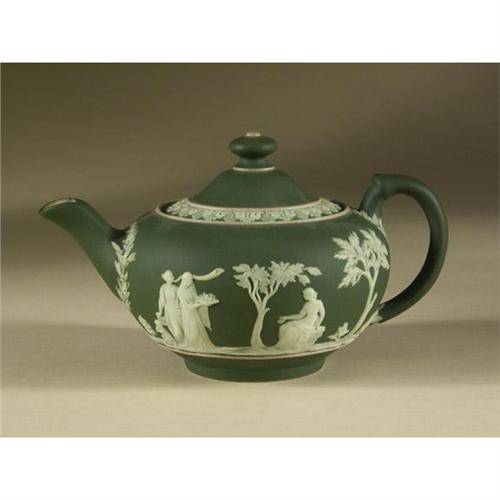 WEDGWOOD JASPER OLIVE GREEN MINATURE TEAPOT