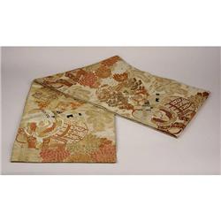 ASIAN GOLD AND RED SILK OBI CHRYSANTHEMUMS