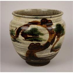 ASIAN YUMINO WARE JAR WITH PINE MOTIF