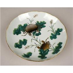 ASIAN PORCELAIN DISH CRABS WATER WEEDS