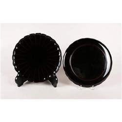 PAIR OF ASIAN BLACK LACQUER TRAYS