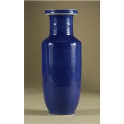 19TH C. CHINESE CYLINER VASE BLUE