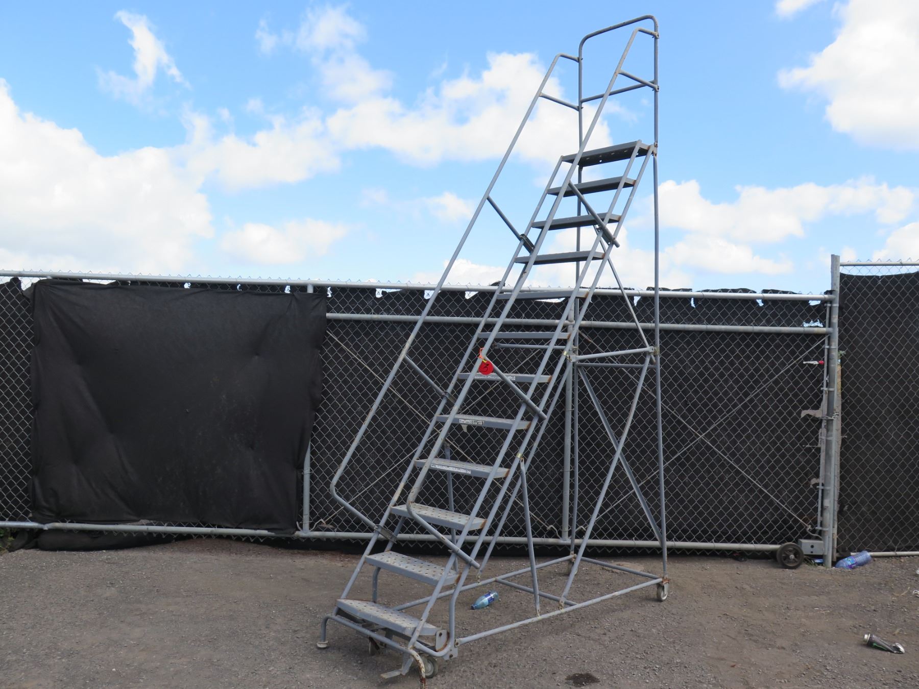Metal 12 Step Rolling Warehouse Staircase Ladder
