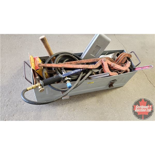 Estate Lot ~ Tools: Military Ammo Box (1944) w/Contents (Tiger Torch, Boomers, Rubber Mallet, Hammer