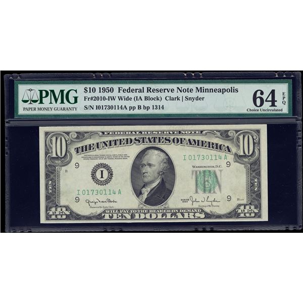 1950 $10 Minneapolis FRN PMG 64EPQ